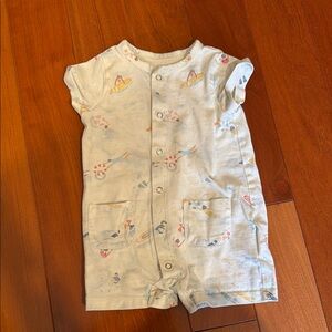 Pehr Neutral Baby Short Sleeve Snap Romper with Nautical Print 3-6 months